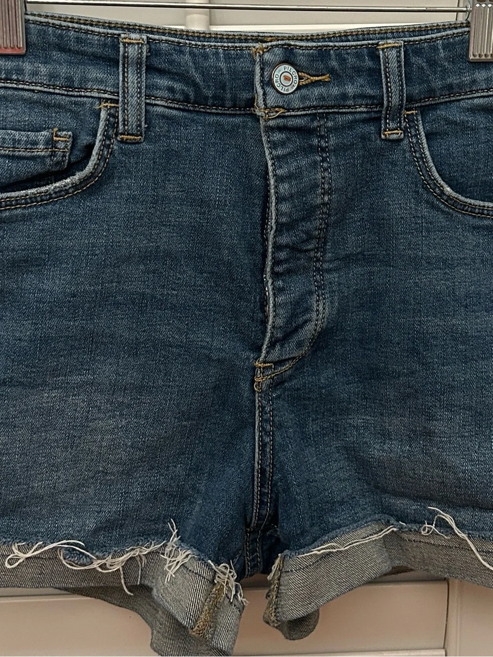 Pilcro Denim Cutoff Shorts Women's 29 in Faded Blue Button Up - Picture 6 of 11